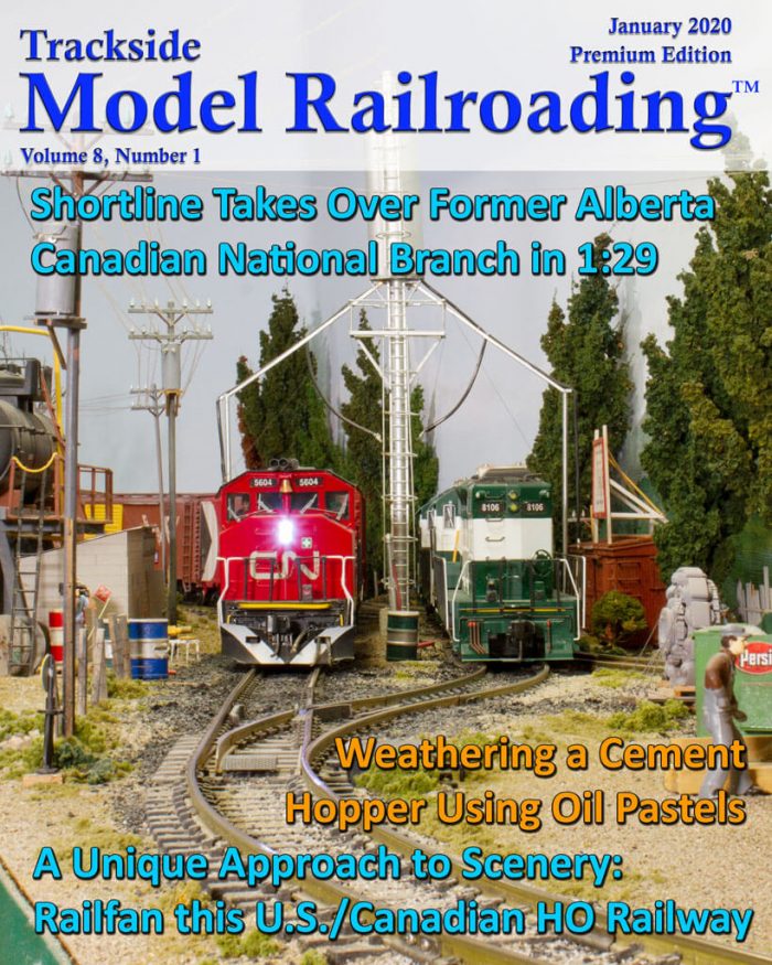 Model Railroad Canadian National locomotive on cover of Trackside